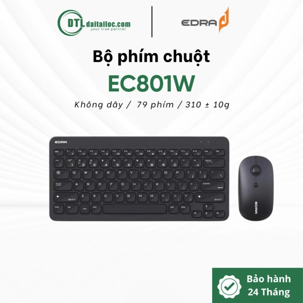 Bộ phím chuột không dây bluetooth E-dra EC801W