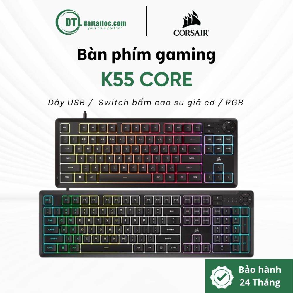 Bàn phím giả cơ có dây gaming Corsair K55 CORE RGB