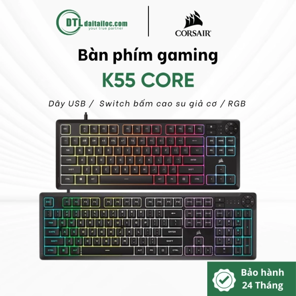 Bàn phím giả cơ có dây gaming Corsair K55 CORE RGB