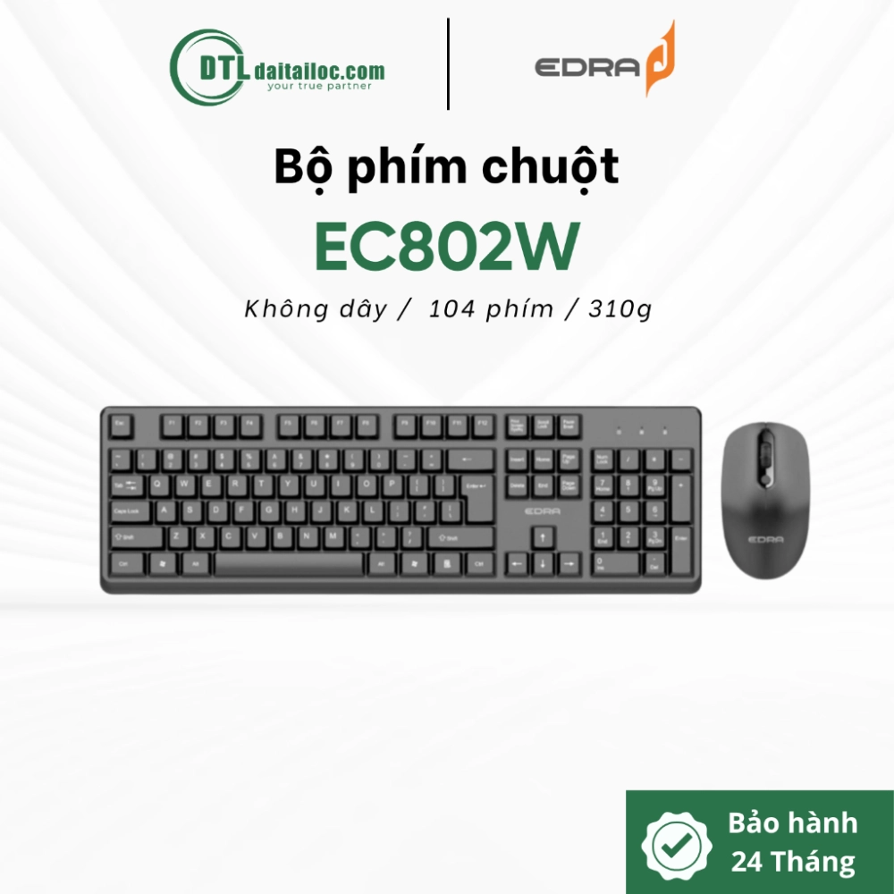 Bộ phím chuột không dây E-dra EC802W