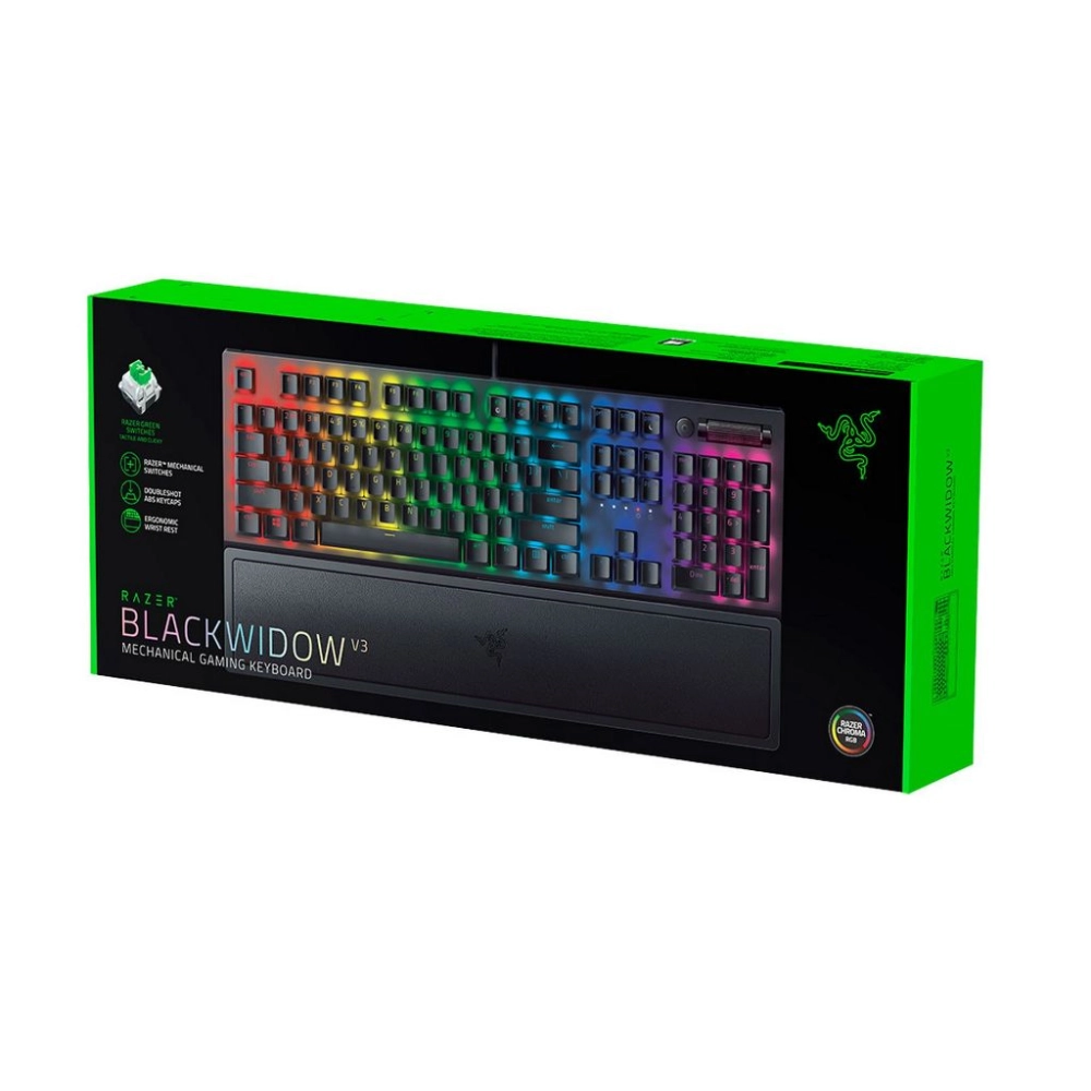 Bàn phím cơ có dây Razer BlackWidow V3 - Green Switch Black