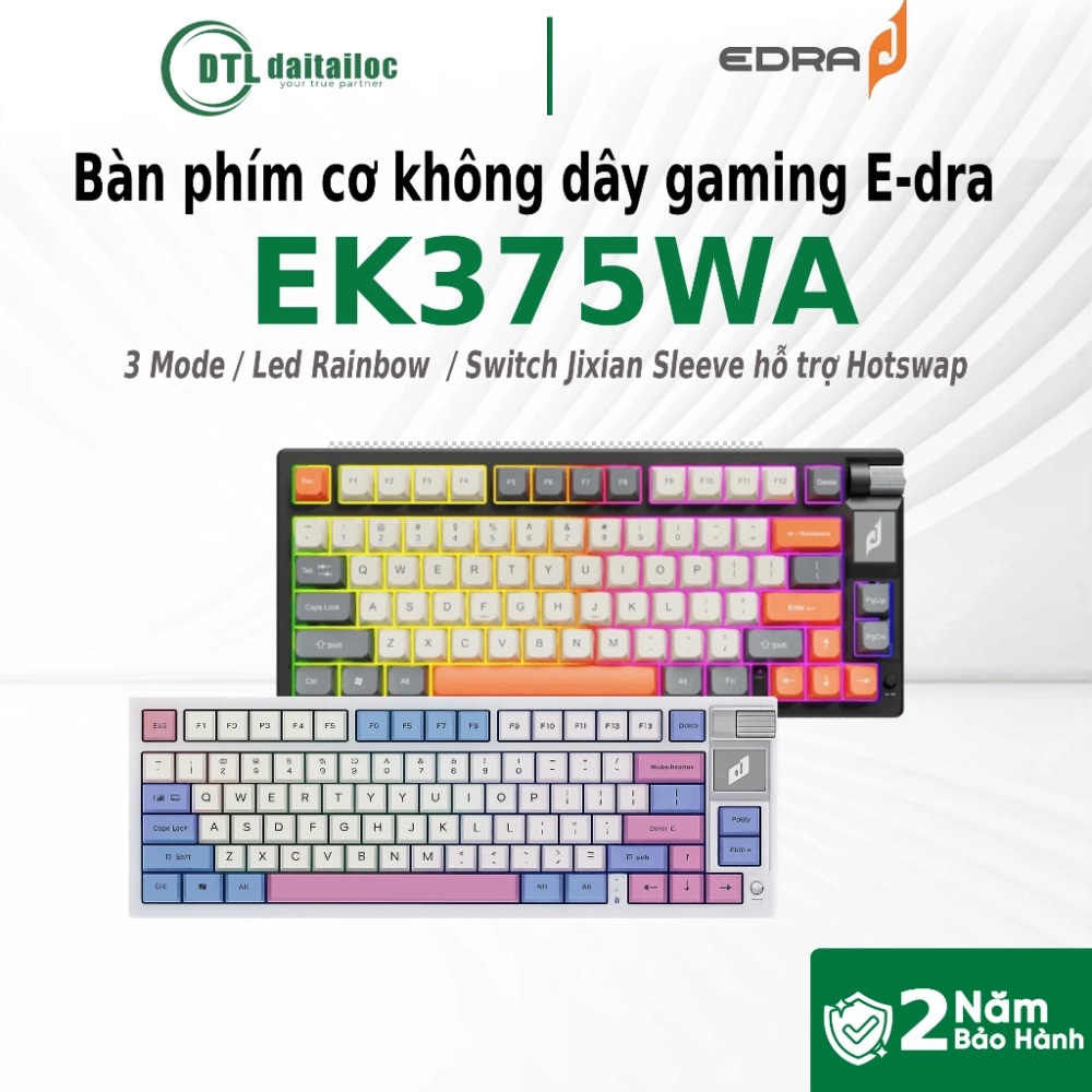 Bàn phím cơ không dây gaming 3 mode E-dra EK375WA