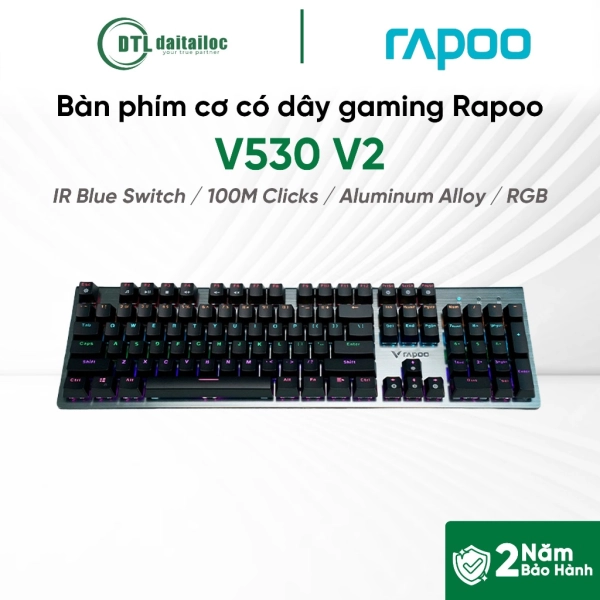 Bàn phím cơ có dây gaming Rapoo V530 V2 Black