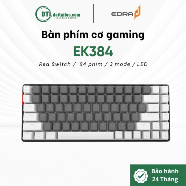Bàn phím cơ không dây gaming E-dra EK384 Alpha Red Switch