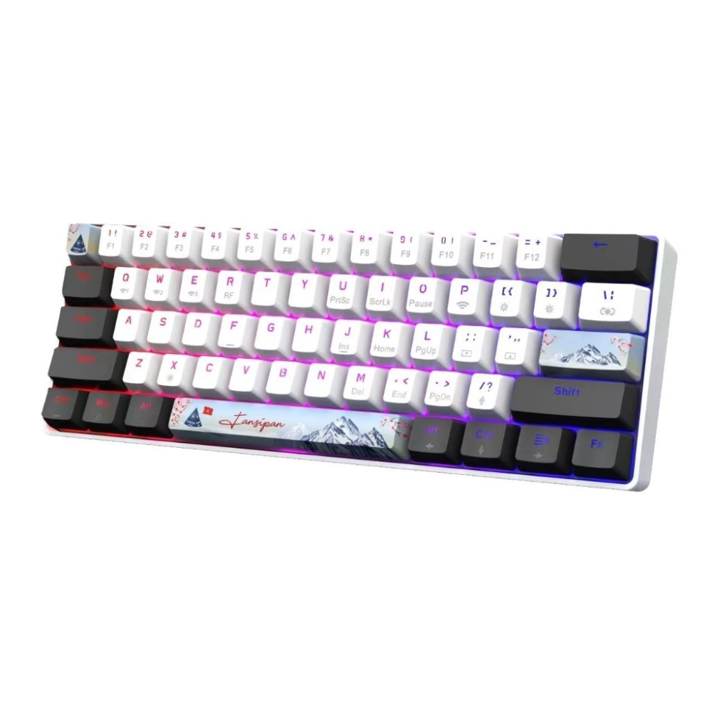 Bàn phím cơ không dây gaming E-dra EK361W Snow (Trắng Xám)