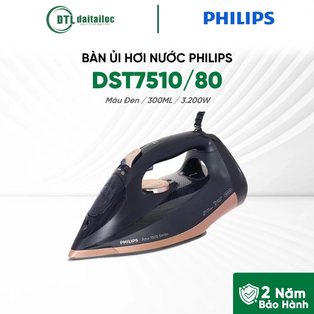 Bàn Ủi Hơi Nước Philips DST7510/80 đế Steamglide Plus 3200W