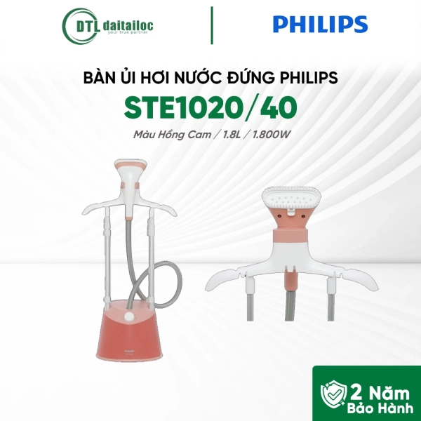 Bàn Ủi Hơi Nước Đứng Philips STE1020/40 Màu Hồng Cam 1.8L 1800W 