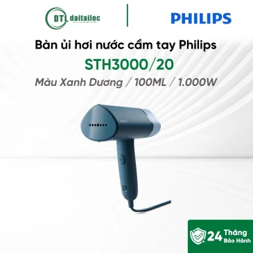 Bàn ủi hơi nước cầm tay Philips STH3000/20 Màu Xanh Dương 100ML 1000W