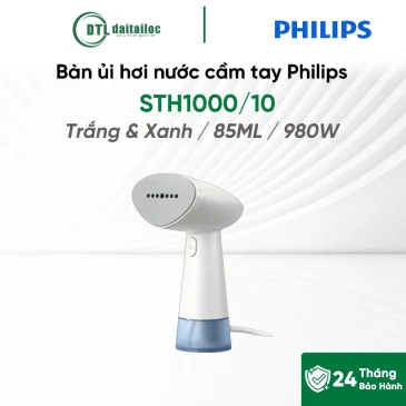 Bàn ủi hơi nước cầm tay Philips STH1000/10 Trắng & Xanh 85ML 980W