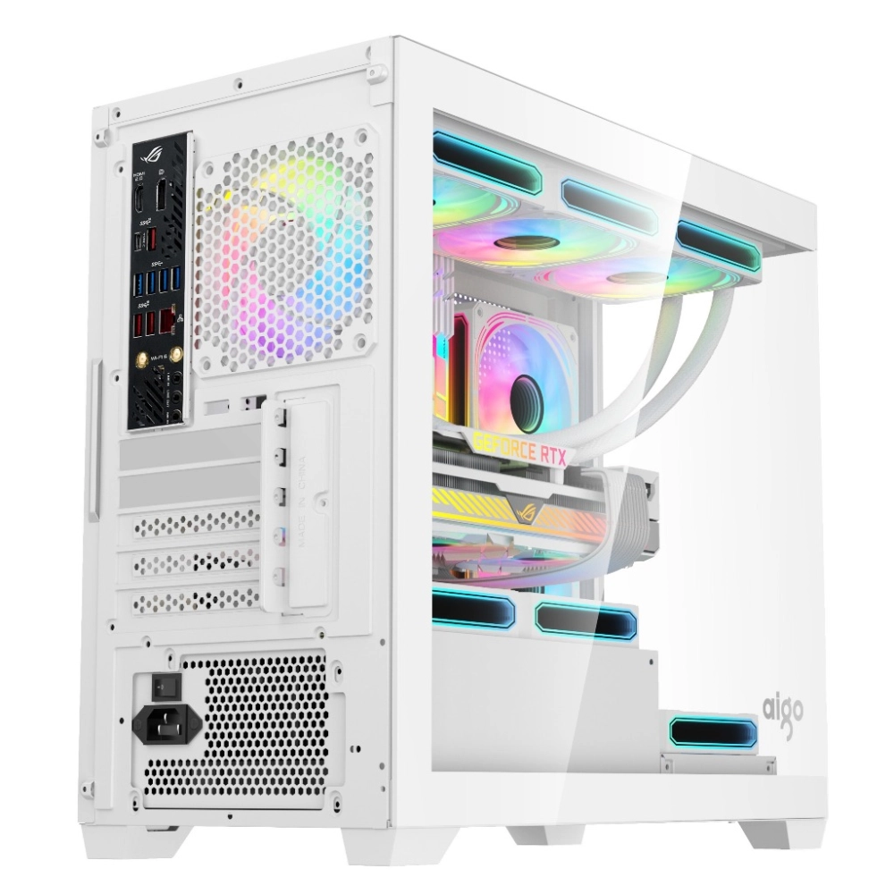 Case Aigo C218M (Bể Cá, Chưa Fan, M-ATX, Màu Đen)