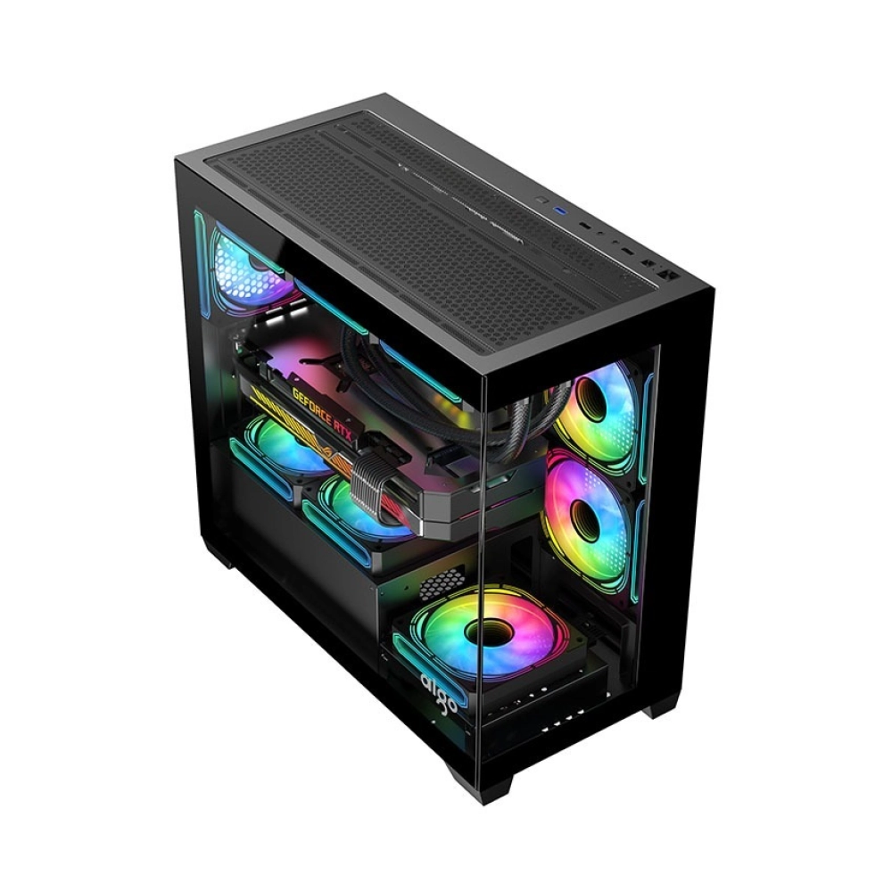 Case Aigo C218M (Bể Cá, Chưa Fan, M-ATX, Màu Đen)