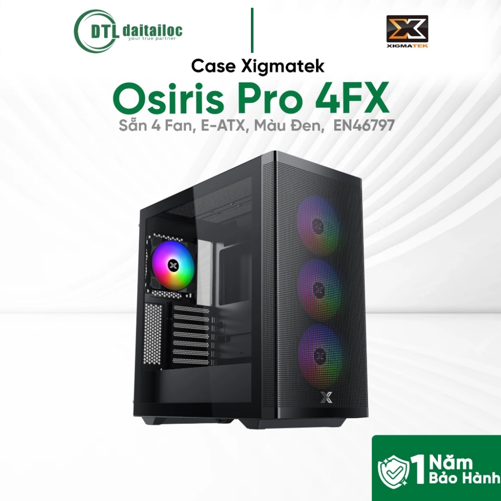 Case Xigmatek Osiris Pro 4FX (Gaming, Sẵn 4 Fan, E-ATX, Màu Đen) - EN46797