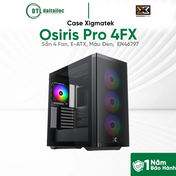Case Xigmatek Osiris Pro 4FX (Gaming, Sẵn 4 Fan, E-ATX, Màu Đen) - EN46797