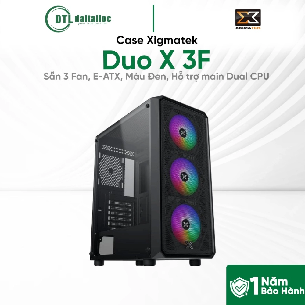 Case Xigmatek Duo X 3F (Gaming, Sẵn 3 Fan, E-ATX, Màu Đen) - EN49002