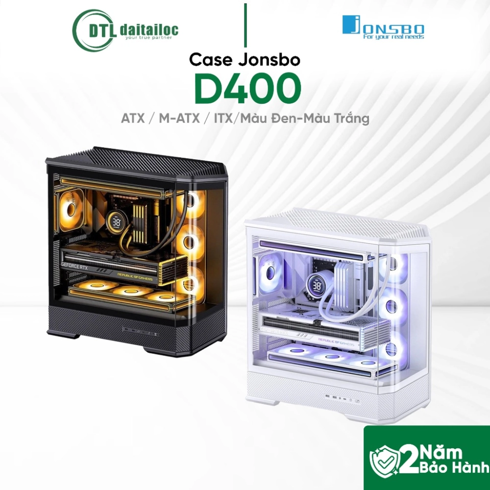 Case Jonsbo D400 (Bể Cá, Chưa Fan, ATX, Màu Đen)