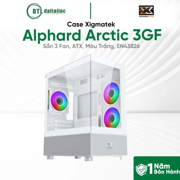 Thùng máy Case Xigmatek Alphard ATX - Trắng | Kèm sẵn 3 fan (EN 43826)
