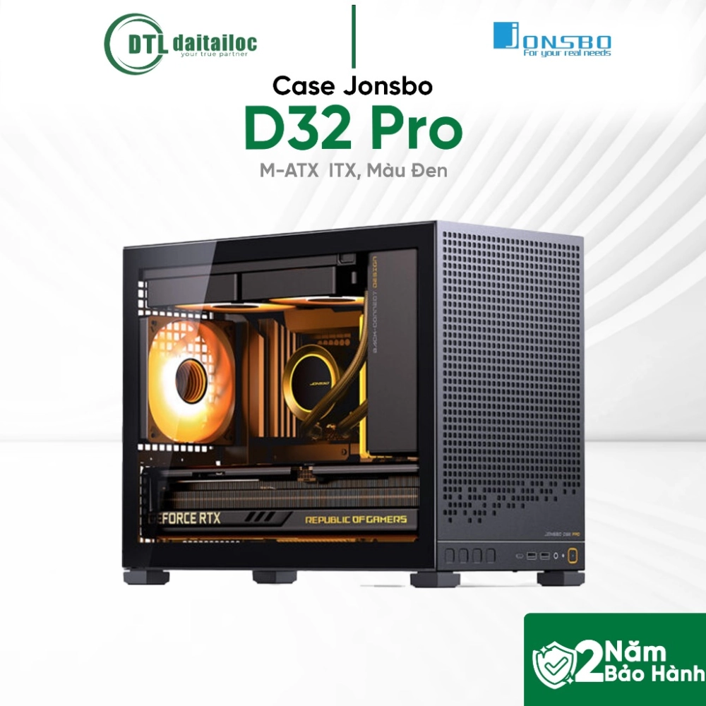 Case Jonsbo D32 Pro (Mini, Chưa Fan, M-ATX, Màu Đen)