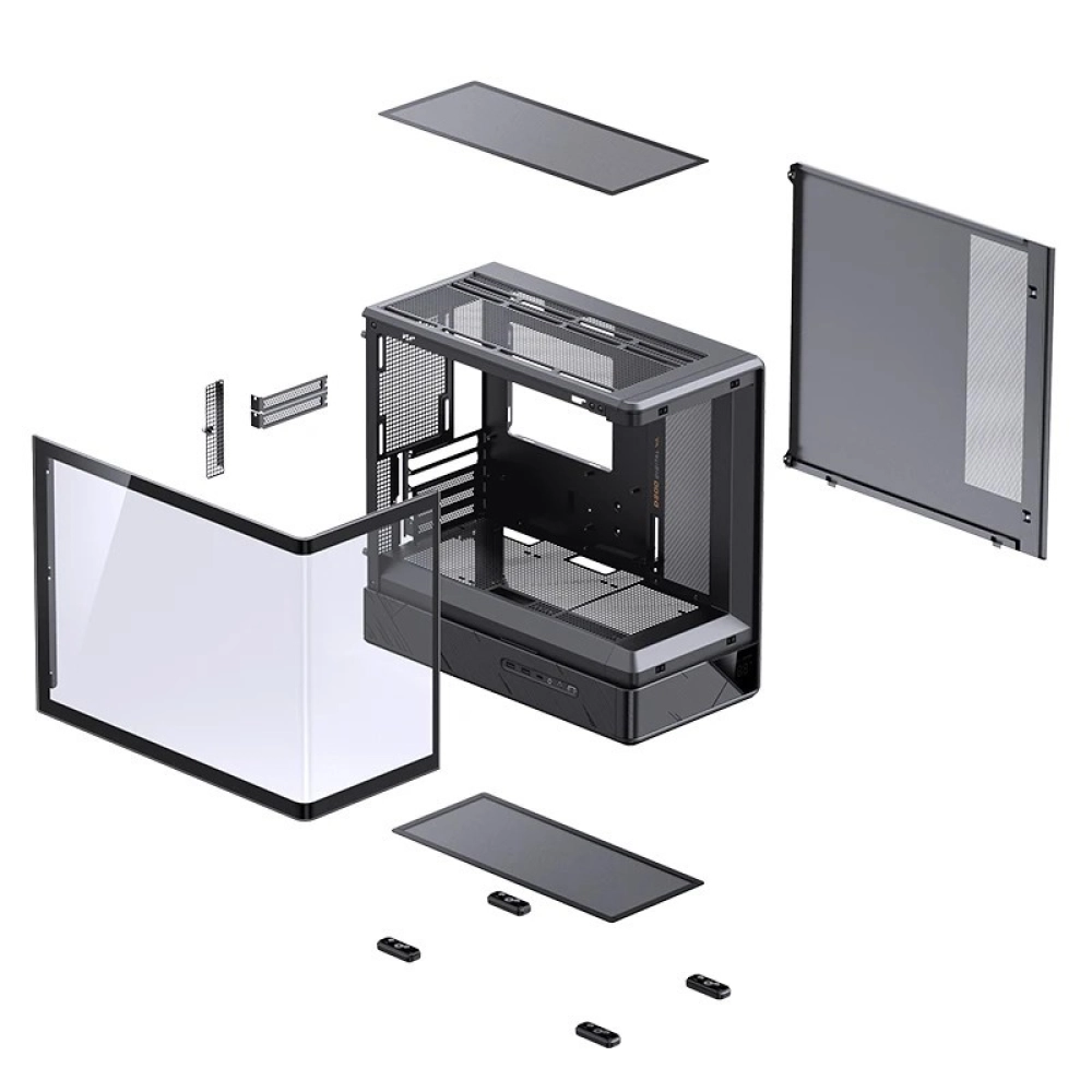 Case Jonsbo D200 (Bể Cá, Chưa Fan, M-ATX, Màu Đen)