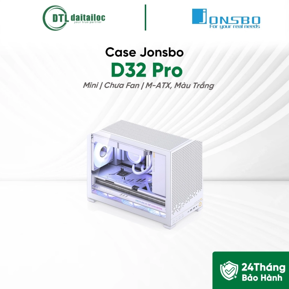 Case Jonsbo D32 Pro (Mini, Chưa Fan, M-ATX, Màu Trắng)