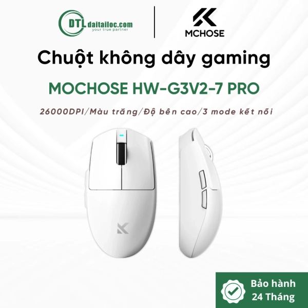 Chuột không dây gaming MCHOSE HW-G3V2-7 PRO WHITE
