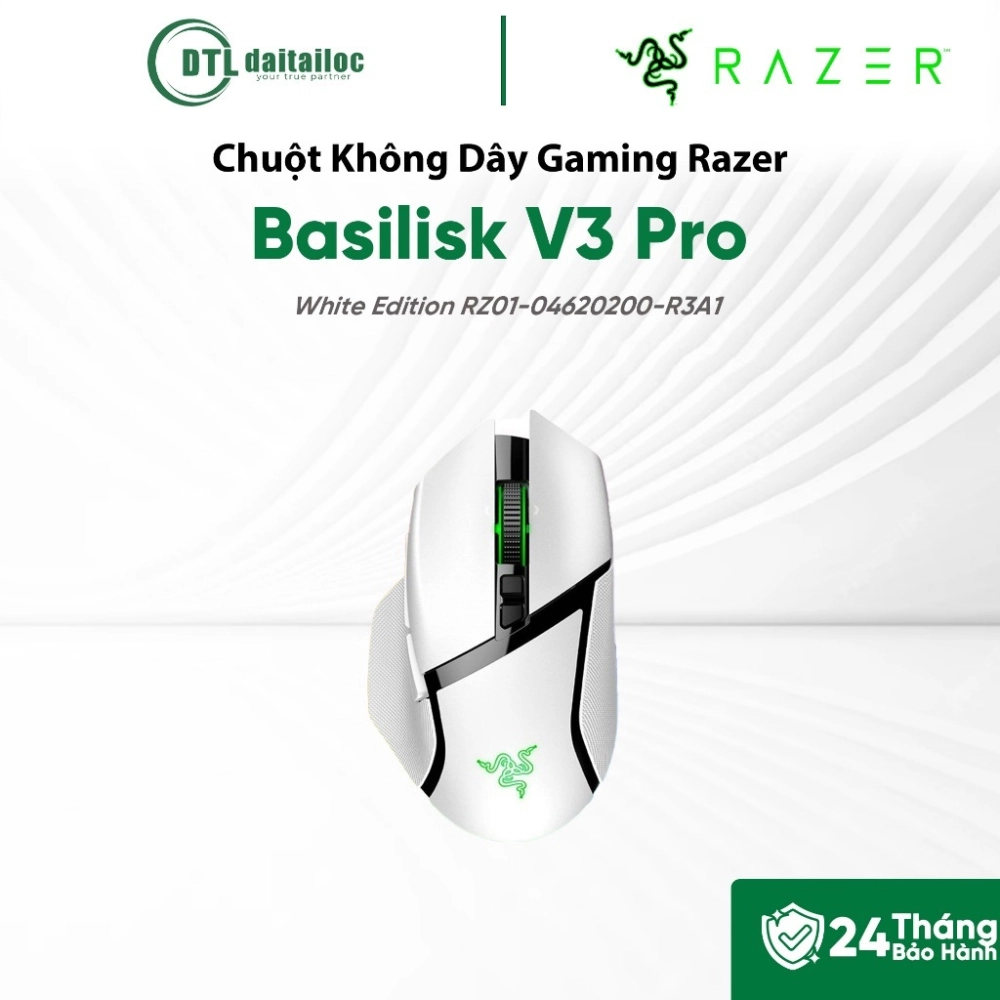 Chuột Không Dây Gaming Razer Basilisk V3 Pro White Edition RZ01-04620200-R3A1 