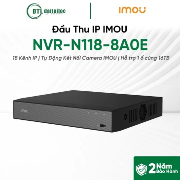 Đầu Thu IP Imou NVR-N118-8A0E (18 Kênh/Tự Động Kết Nối Camera IMOU/1 Ổ Cứng 16TB) | Chính Hãng | Bảo Hành 24 Tháng