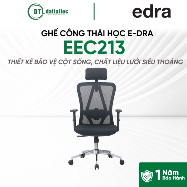 GHẾ CÔNG THÁI HỌC E-DRA EEC213, THIẾT KẾ BẢO VỆ CỘT SỐNG, CHẤT LIỆU LƯỚI SIÊU THOÁNG
