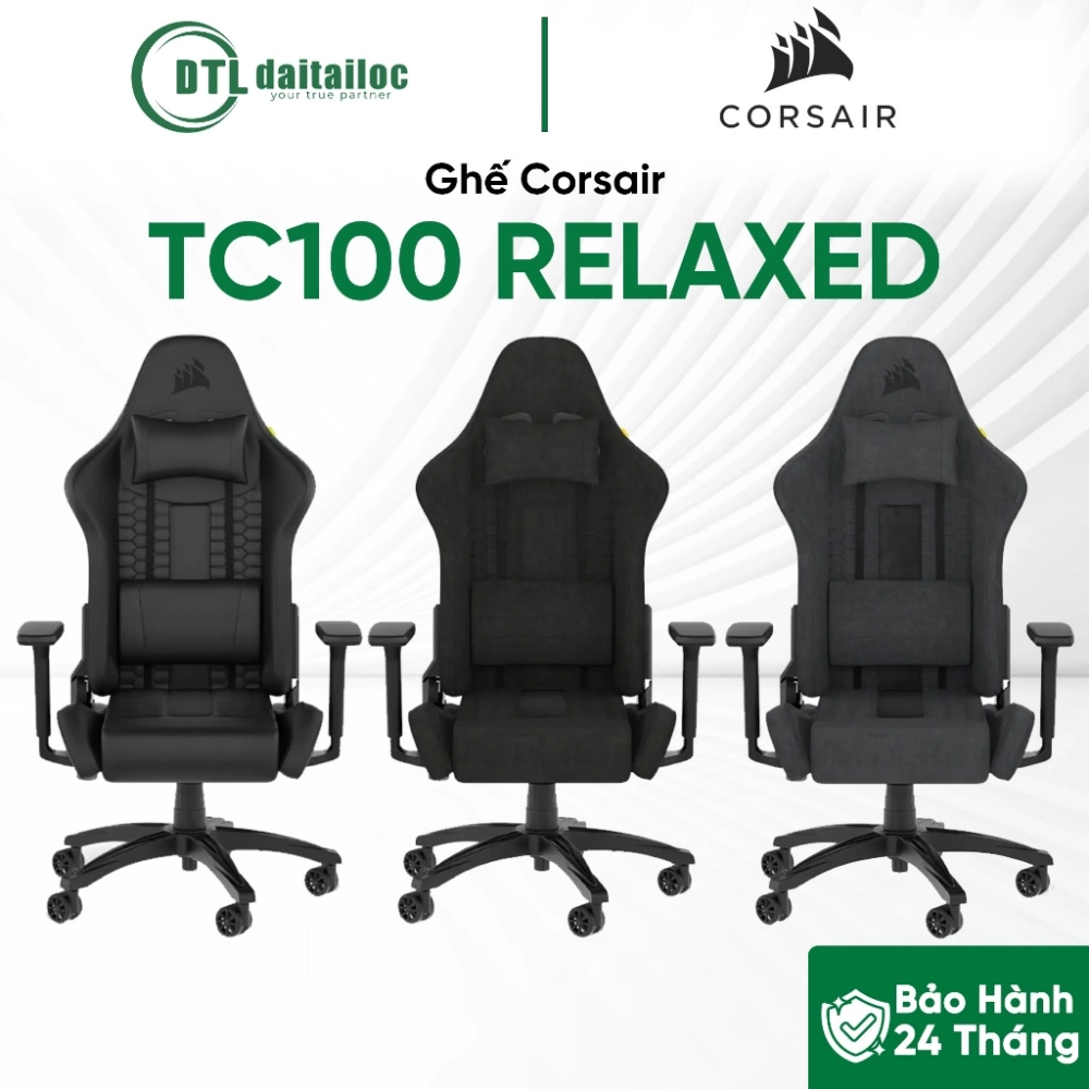 Ghế Corsair TC100 RELAXED - Leatherette Black - Fabric Black Grey