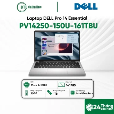 Laptop DELL Pro 14 Essential PV14250-150U-161TBU Core 7-150U 16GB 1TB SSD 14 FHD Ubuntu