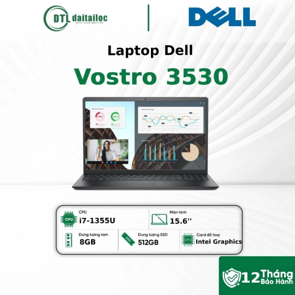 Laptop Dell Vostro 3530 i7-1355U 8GB 512GB 15.6 inch FHD DOS Đen (NK) 