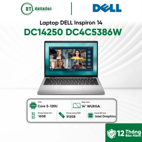Laptop DELL Inspiron 14 DC14250 DC4C5386W Core 5-120U 16GB 512GB SSD 14 WUXGA WIN11 OFFICEHOME24 OS365 Bạc