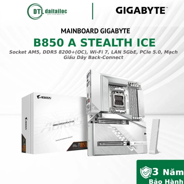 MAINBOARD GIGABYTE B850 AORUS STEALTH ICE DDR5