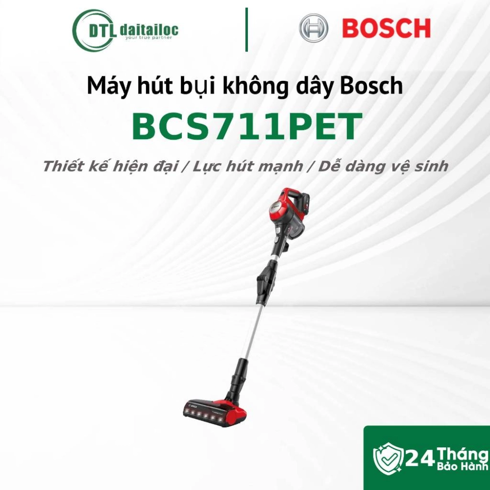 Máy hút bụi không dây Bosch BCS711PET 350W Động cơ TurboSpin Đầu hút ProAnimal LED