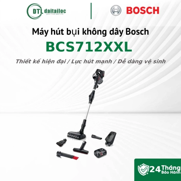 Máy hút bụi không dây Bosch BCS712XXL 350W Động cơ TurboSpin Chổi AllFloor DynamicPower LED