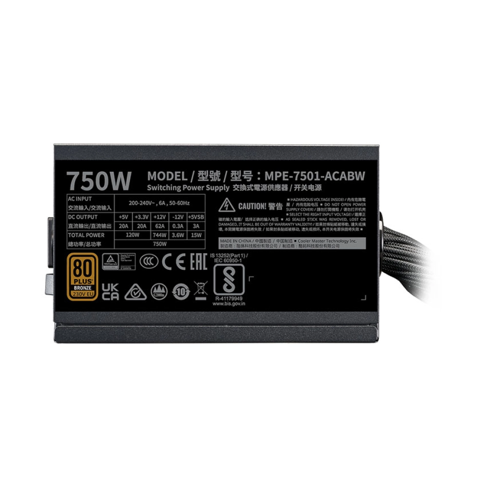 Nguồn Cooler Master MWE 750W V3 230V 80 Plus Bronze