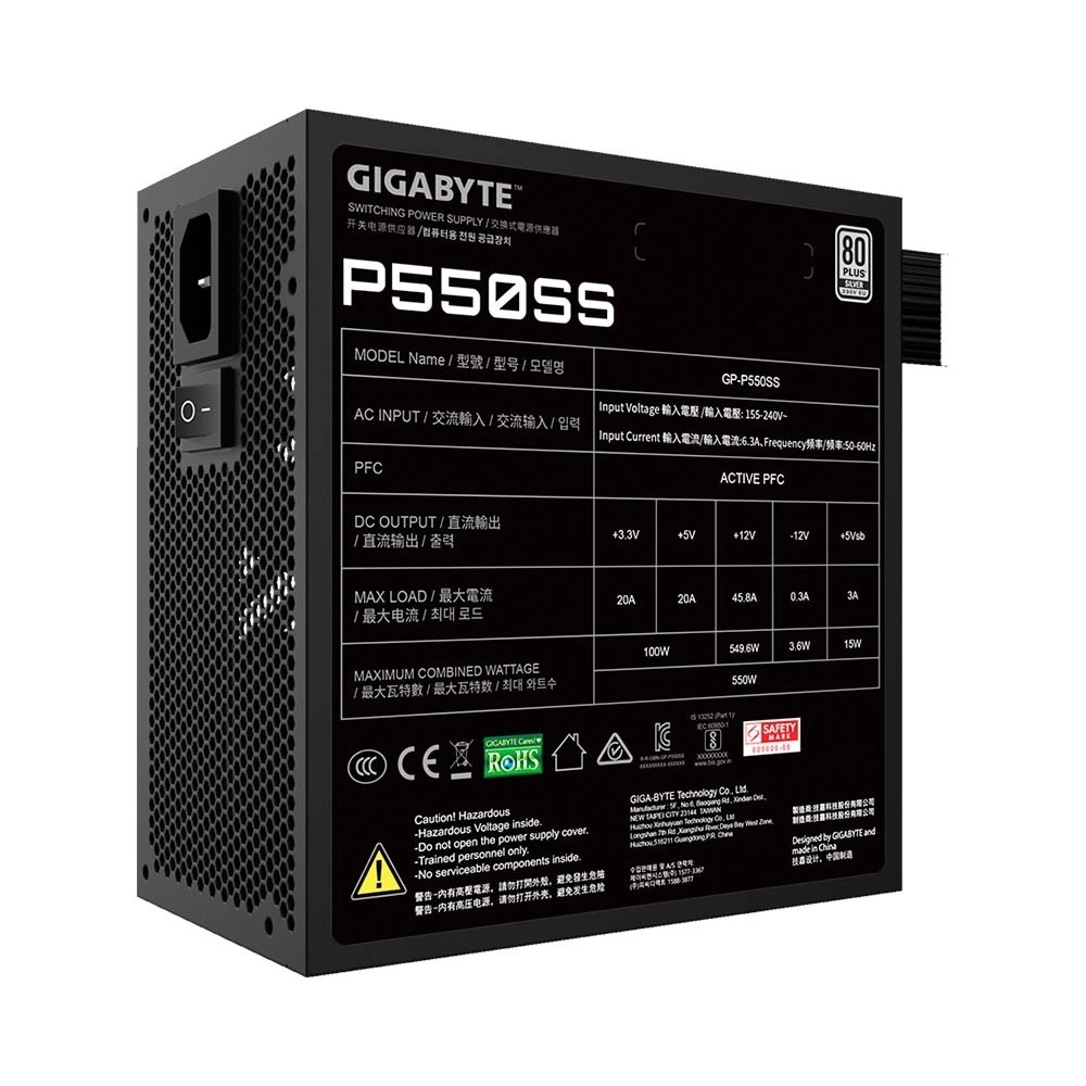 Nguồn Gigabyte 550w Gp-P550ss 80 Plus Silver Black