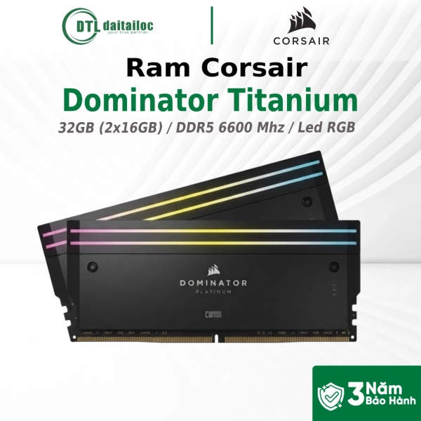 Ram Corsair DOMINATOR TITANIUM 32GB Bus 6600 (2x16GB) LED RGB BLACK (CMP32GX5M2X6600C32) 