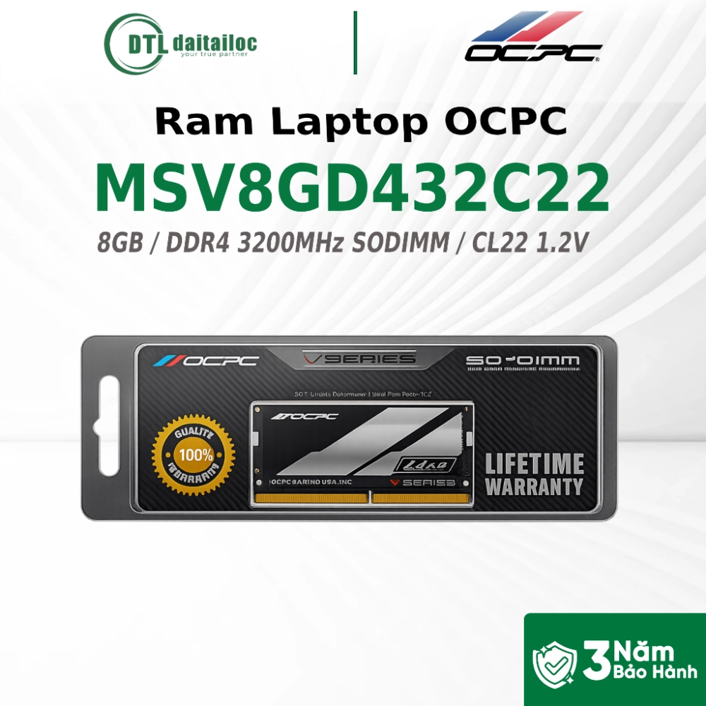 Ram laptop OCPC 8GB DDR4 Bus 3200 (MSV8GD432C22)