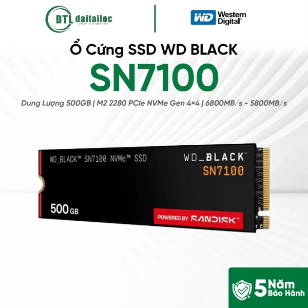 SSD WD BLACK SN7100 500GB M.2 2280 PCIe NVMe Gen 4x4