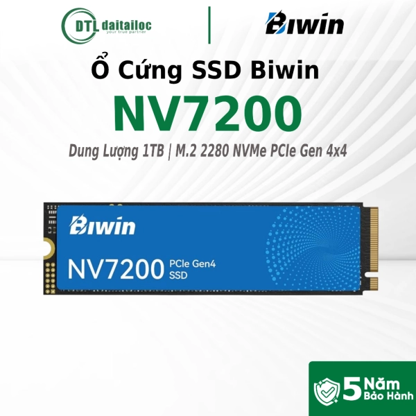 Ổ cứng SSD Biwin NV7200 1TB M.2 2280 NVMe PCIe Gen4x4 (BNV720001TB-RGX) 