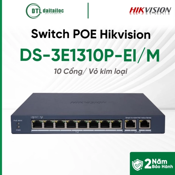 	Switch POE Hikvision DS-3E1310P-EI/M (8P, 100MP)