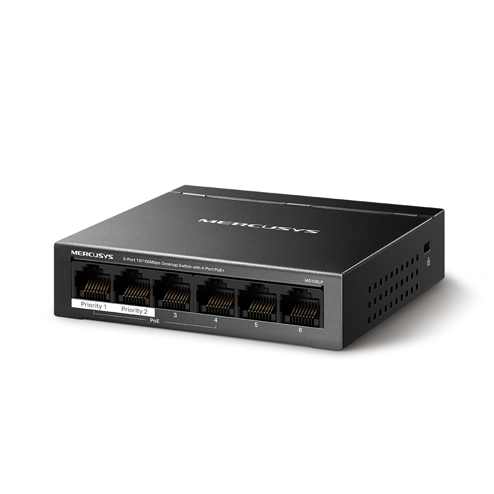 	Switch PoE Mercusys 6P MS106LP (4P+2P UPLINK) 100mb
