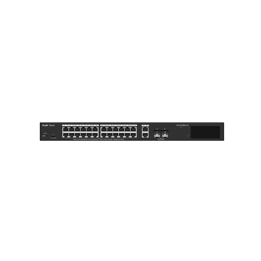Switch POE RUIJIE RG-ES228GS-LP (24P+ 2P ULINK+ 2P LAN) 1000Mp (Kèm Nguồn)
