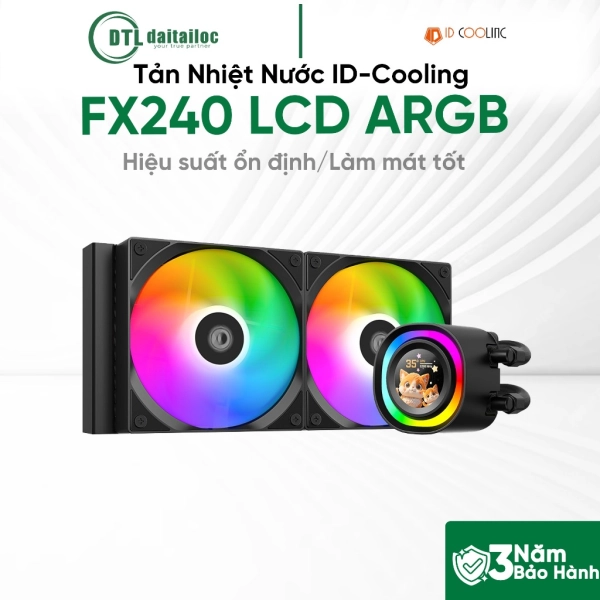 Tản Nhiệt Nước ID-Cooling FX240 LCD ARGB Đen