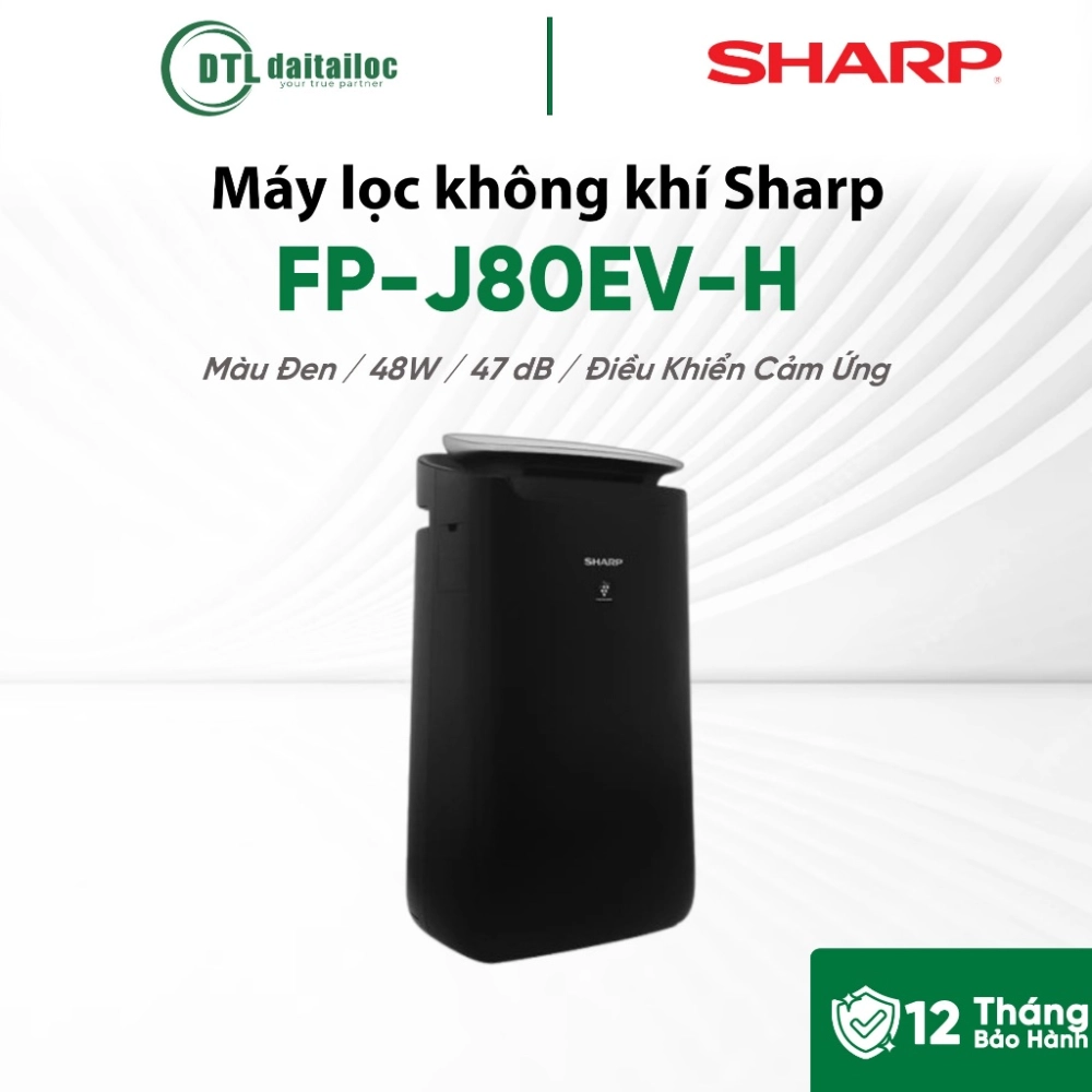 Máy lọc không khí Sharp FP-J80EV-H Màu Đen Điều Khiển Cảm Ứng