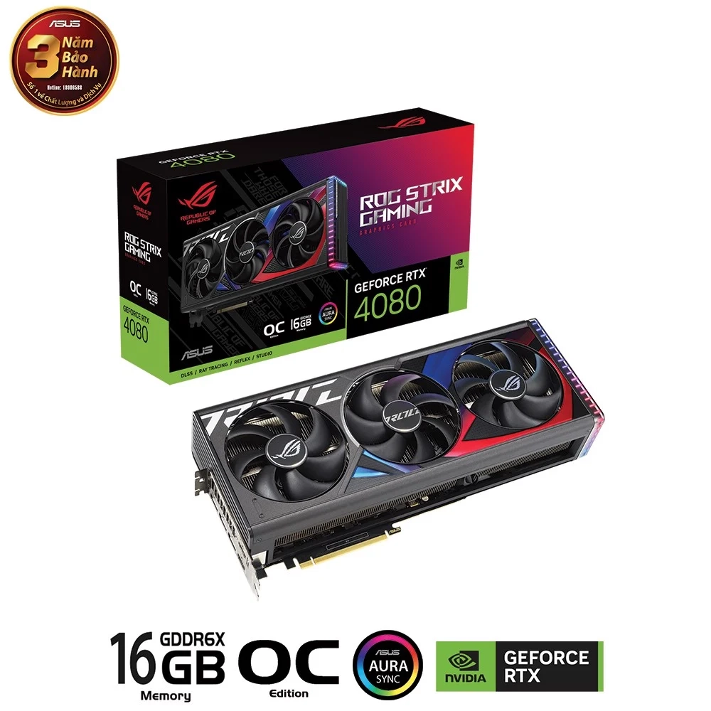 VGA Asus ROG Strix RTX 4080 16GB OC Edition (ROG-STRIX-RTX4080-O16G-GAMING)