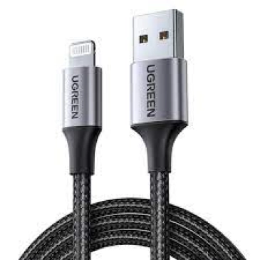 Cáp USB UGREEN Lightning với vỏ Alu bện 1m-2m (Đen)